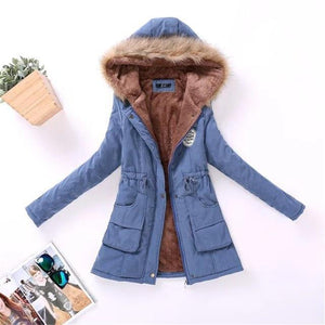 Women Winter Warm Coat Female Autumn Hooded Cotton Fur Plus Size Basic Jacket Outerwear Slim Long Ladies chaqueta