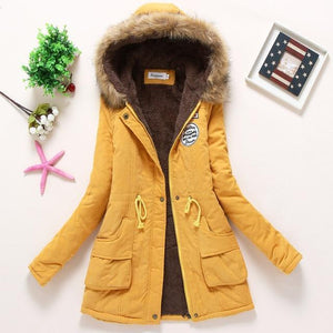 Women Winter Warm Coat Female Autumn Hooded Cotton Fur Plus Size Basic Jacket Outerwear Slim Long Ladies chaqueta