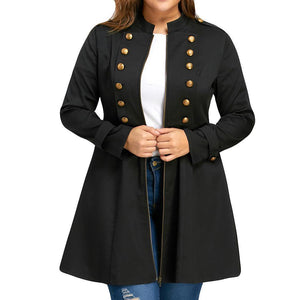 Plus Size 5XL Women Trench Coat Elegant Button Long Coat Outerwear