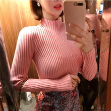 Load image into Gallery viewer, 8 colors 2019 spring Women lady sweater high elastic Solid Turtleneck sweater women slim sexy tight Bottoming Knitted Pullovers