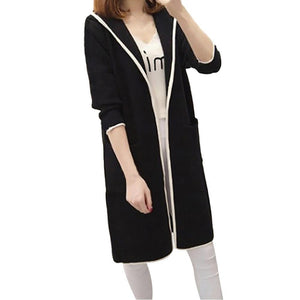 High Quality New Fashion Womens Winter Loose Hooded Wild Elegant Windbreaker Sweater Coat Cardigan