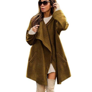 New Hot Women Winter Long Sleeve Jackets Cardigan Pocket Overcoat Ladies Casual Loose Jacket Coat Elastic Windbreaker Cardigan