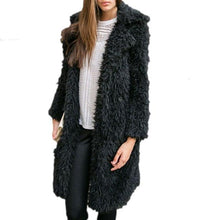 Load image into Gallery viewer, Winter Grey Wool Overcoat Warm Outerwear Women Lamb wool Coat Turn Down Collar Long Sleeve lapel Medium length Female Outwear